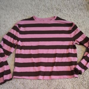 MUST BUNDLE - Pink and Brown Striped Shirt